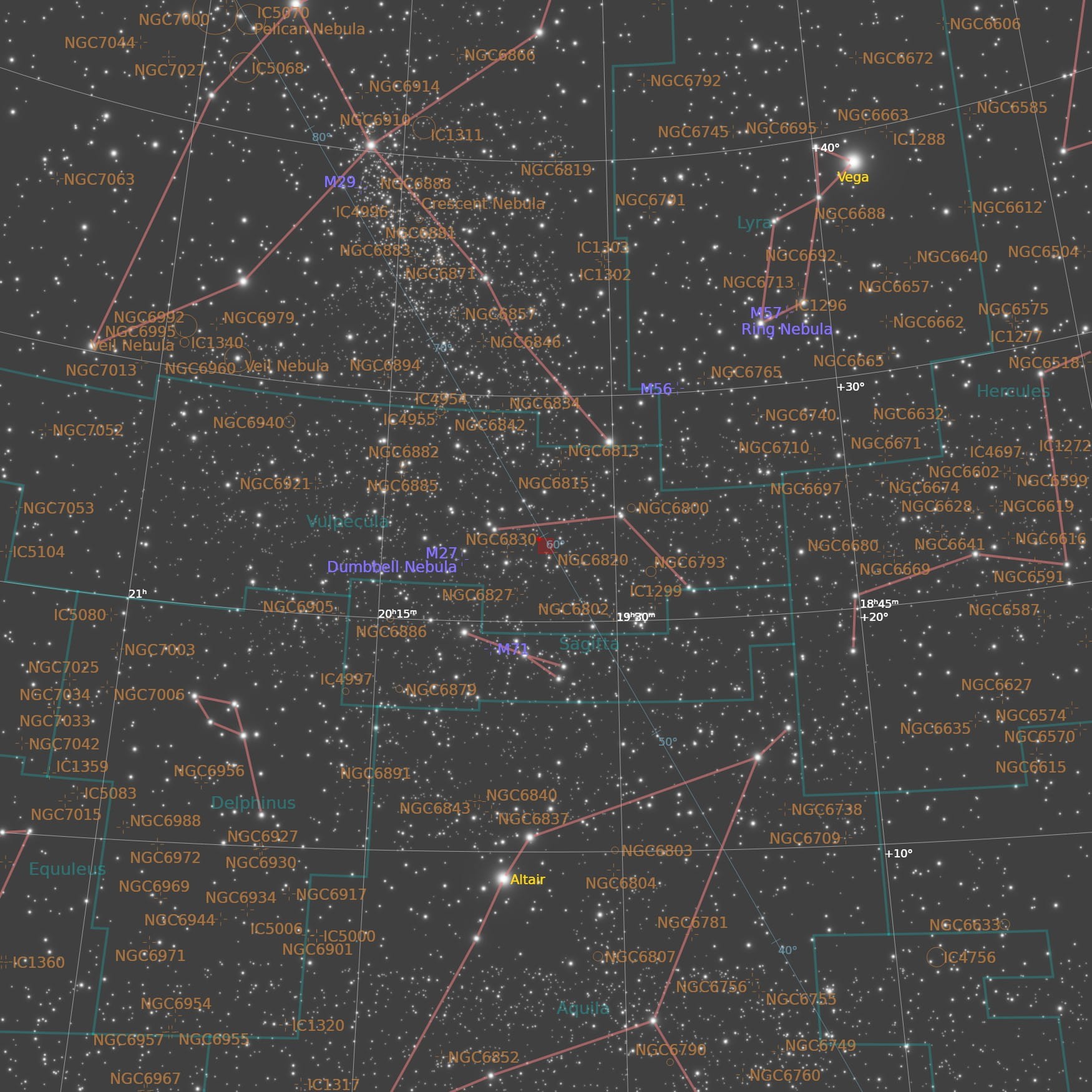 NGC 6823 - positie aan de hemel